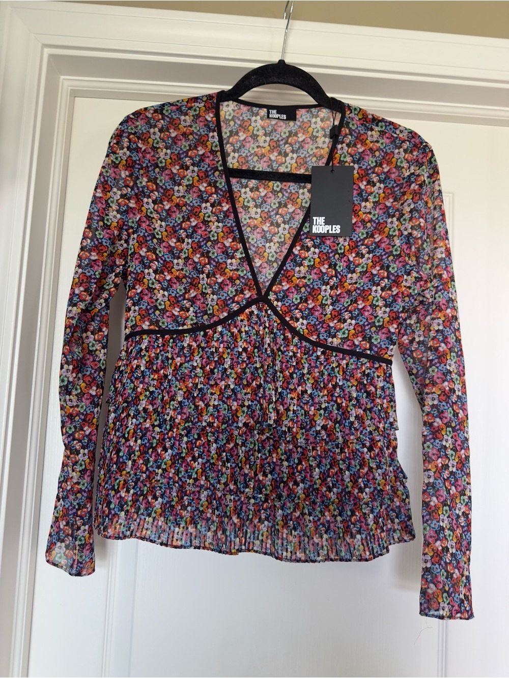 The Kooples Multicolor Floral V-Neck Long Sleeve Blouse